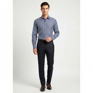 Jacques Britt Custom Fit Dress Shirt Quiet Luxury XL Blue Striped Cotton NWT